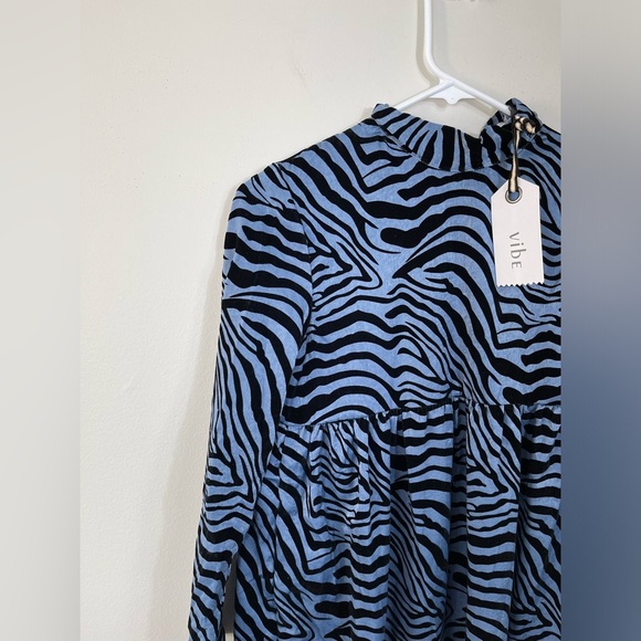 VIBE Blue and Black Zebra Print Dress Big Girl or Women's Size 14 NWT - Picture 3 of 15